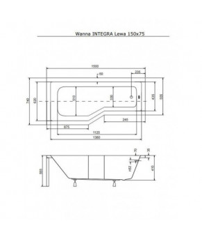 Ванна Besco IINTEGRA 150х75 (левая)