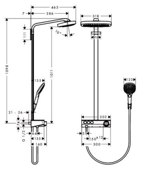 Душевая система Hansgrohe Raindance Select E Air 3jet 300 27127000