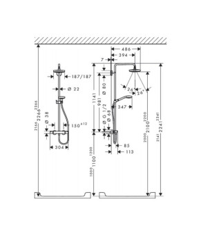 Душевая система Hansgrohe Croma Select E 180 2jet 27256400