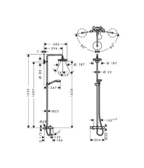 Душевая система Hansgrohe Croma Select S 180 2-jet 27351400
