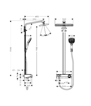 Душевая система Hansgrohe Raindance Select E 360 1jet ST 27288400