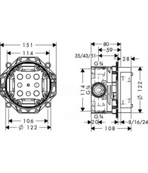 Скрытая часть для смесителя Hansgrohe Ibox universal 01800180