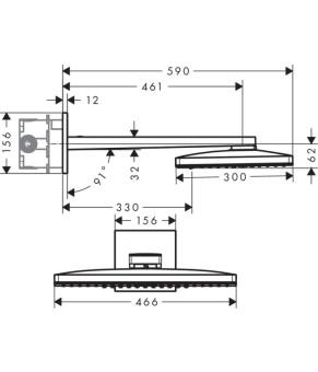 Верхний душ Hansgrohe Rainmaker Select 460 2jet 24005400