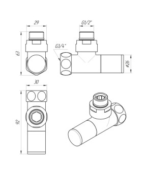 Кран угловой Laris LUXON 1/2" - 3/4" ОБЫЧНЫЙ   ЭКСЦЕНТРИКИ 2ШТ. (LX-8202)