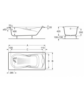 Ванна чугунная Roca A233170001