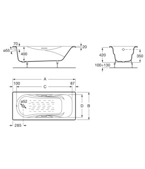 Ванна чугунная Roca A23097000R