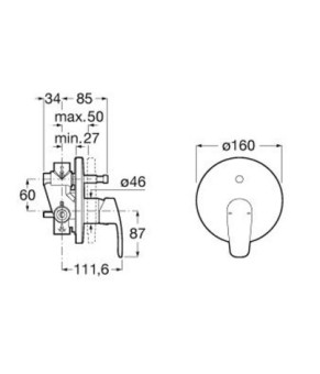 Встраиваемый смеситель для душа Roca A5A0698C00