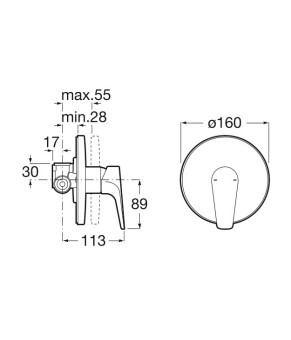 Встраиваемый смеситель для душа Roca A5A2290C00