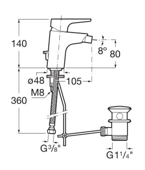 Смеситель для биде Roca A5A6090C00