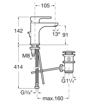 Смеситель для раковины Roca A5A3I09C00