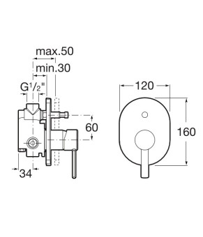 Встраиваемый смеситель Roca A5A0660C00