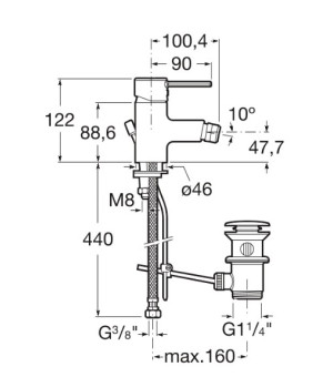 Смеситель для биде Roca A5A6060C00