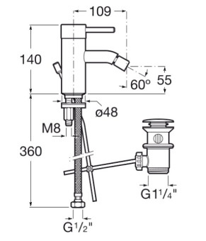 Смеситель для биде Roca A5A6011C00