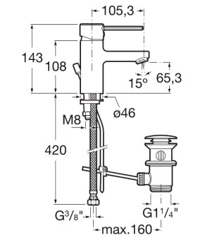 Смеситель для раковины Roca A5A3060C00