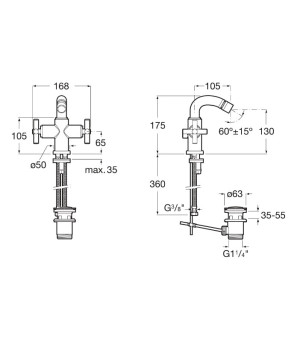 Смеситель для биде Roca A5A6043C00