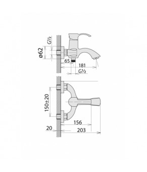 Смеситель Welle Odelia BE23202RC-H21155-CN1303