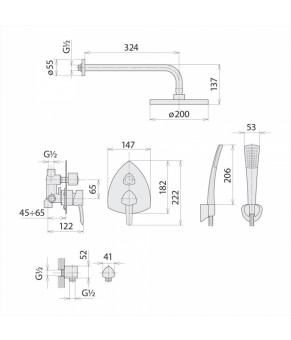 Душевая система Welle Martin 9R1483B-KA24X60D-8D-AH13