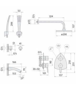 Душевая система Welle Martin 9R1483B-KA24X60D-8R-8