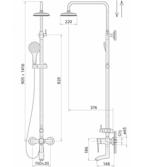 Душевая стойка Welle Kate CB23X77D-1KA0418-TH1301