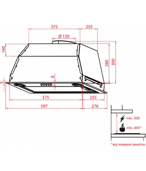 Вытяжка встраиваемая Weilor PBE 6140 SS 750 LED