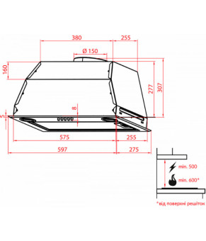 Вытяжка встраиваемая Weilor PBE 6265 SS 1250 LED