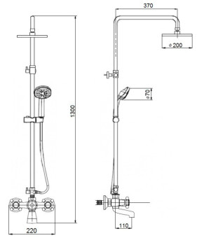 Душевая панель Qtap Liberty ANT 140-210