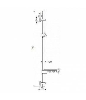 Стойка универсальная Qtap Sprha 700 мм с полкой QT003 Chrome (SD00031253)