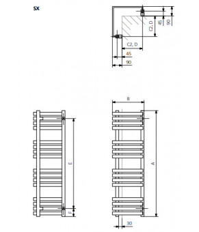 Полотенцесушитель Terma Outcorner 1275x350 мм WGQON127030
