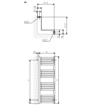 Полотенцесушитель Terma Incorner 1545x350 мм WGQIN154035