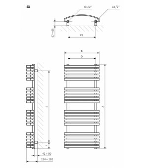 Полотенцесушитель Terma Kioto 1815x480 мм WGKIO181048