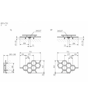 Полотенцесушитель Terma Hex 422x711 мм WGH2X042071