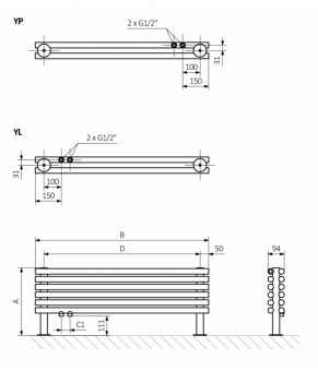 Полотенцесушитель Terma Tune HSD 390x1400 мм WGTUH039140