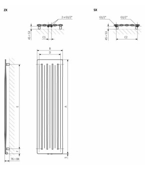 Полотенцесушитель Terma Aero V 1200x410 мм WGARV120041