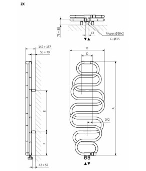 Полотенцесушитель Terma Perla 1360x500 мм WGPER136050