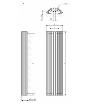 Полотенцесушитель Terma Triga AW 1900x430 мм WGVRA190043