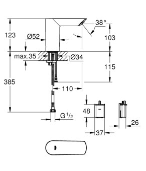 Смеситель Grohe EX BauCosmopolitan E 36452000