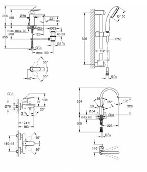 Комплект смесителей Grohe EX Eurosmart Cosmopolitan 126115MK