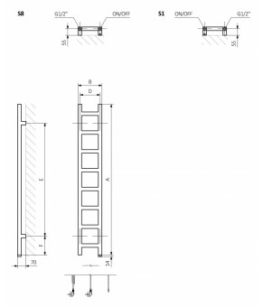 Полотенцесушитель Terma Easy SPLIT 1 1280x200 мм WZEAN128020