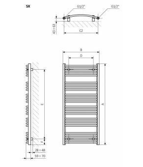 Полотенцесушитель Terma Domi SPLIT 1 1116x600 мм WLDOM111060