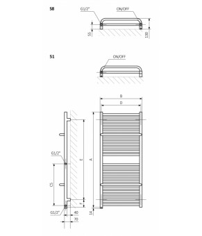 Полотенцесушитель Terma Lima SPLIT 1 500x1200 мм WZLIE050120
