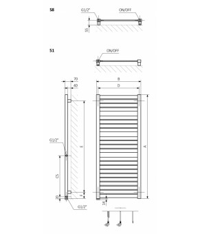 Полотенцесушитель Terma Mantis SPLIT 1 860x440 мм WZMAE086044