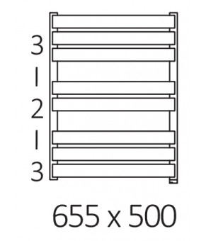 Полотенцесушитель Terma Warp T SPLIT 1 655x500 мм WZWTN065050