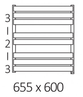 Полотенцесушитель Terma Warp T SPLIT 1 655x600 мм WZWTN065060