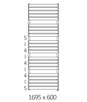 Полотенцесушитель Terma Warp T SPLIT 1 1695x600 мм WZWTN169060