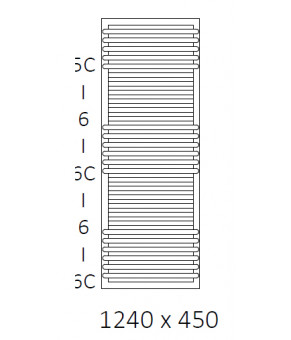 Полотенцесушитель Terma POC 2 SPLIT 1 1240x450 мм WGZUL124045