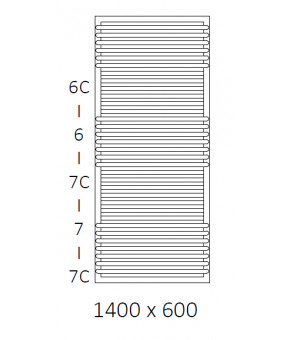 Полотенцесушитель Terma POC 2 SPLIT 1 1400x600 мм WGZUL140060