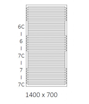 Полотенцесушитель Terma POC 2 SPLIT 1 1400x700 мм WGZUL140070