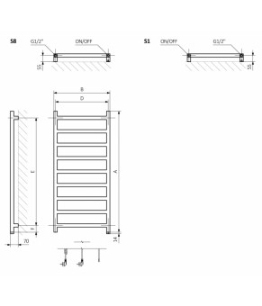 Полотенцесушитель Terma Simple SPLIT 1 1920x500 мм WZSIE192050