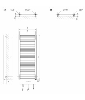 Полотенцесушитель Terma Bone SPLIT 1 760x600 мм WZBNN076060