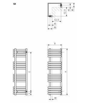 Полотенцесушитель Terma Outcorner SPLIT 1 465x350 мм WLQON046030